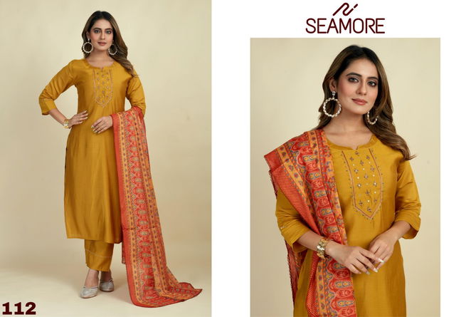 LaxmiPati Three By Seamore 111 To 113 Embroidery Kurti With Bottom Dupatta Wholesalers In Delhi